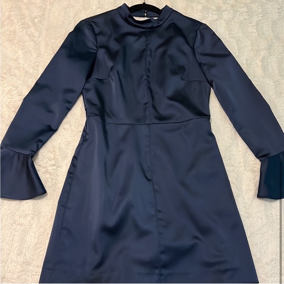 Zara Sz XS Satin Backless Dress in Navy Blue - Picture 8 of 15